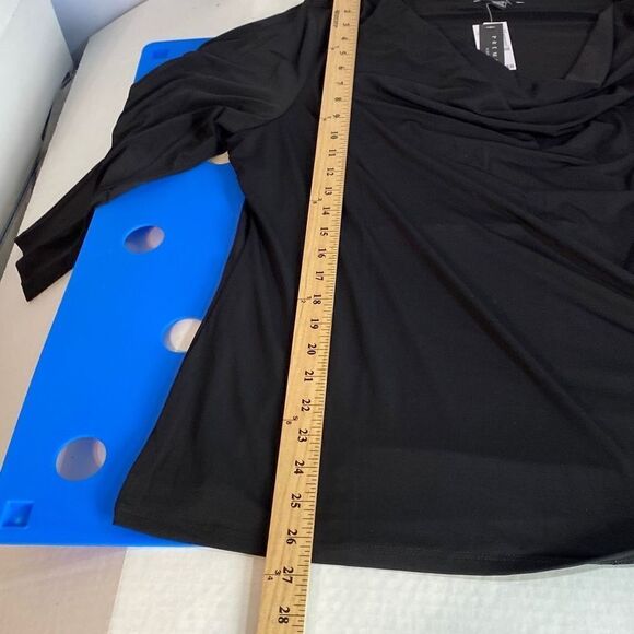 New Premise Black Cowl Neck 3/4 Sleeves Top Size 2X, Slinky Fabric - Picture 10 of 12